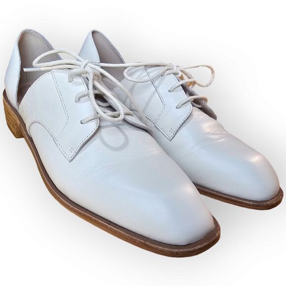 42 Gold White Bone Lace Up Loafers 9.5 - Picture 2 of 13